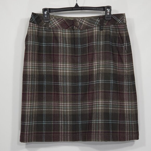 Eddie Bauer Dresses & Skirts - Eddie Bauer  Wool Blend  Green Burgundy Plaid Mini Skirt Women's Size 10